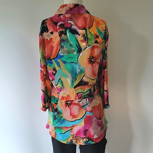 Investments Petites Floral Tunic Blouse Size S - Picture 2 of 10